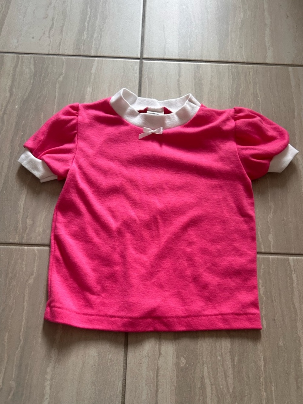 4T Pink Short Sleeve Top with White‎ Trim